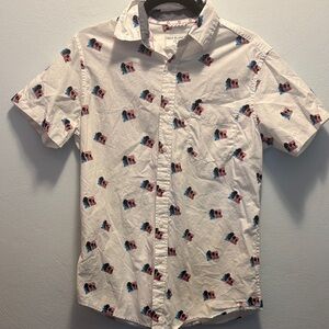 Men's White Shirt with Flag Print